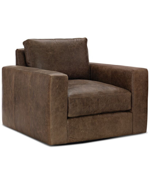 Dawkins 38" Leather Swivel Chair, Created for Macy's