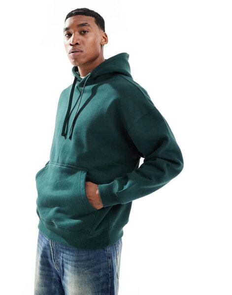 Pull&Bear basic hoodie in bottle green