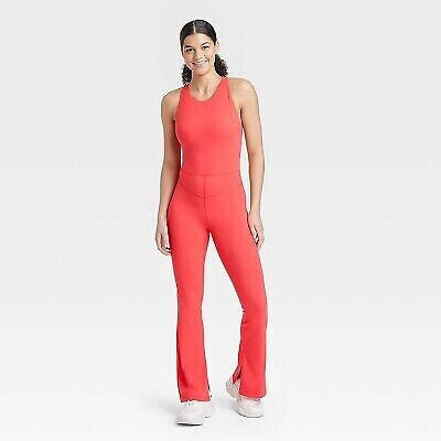 Women's High Neck Flare Long Active Bodysuit - JoyLab Red S