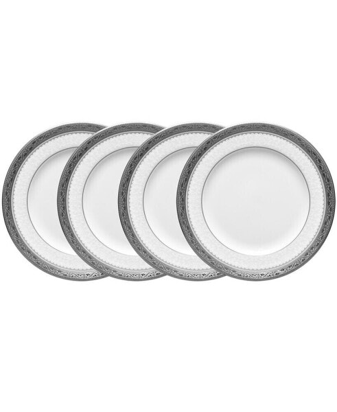 Odessa Platinum Set of 4 Bread Butter and Appetizer Plates, Service For 4