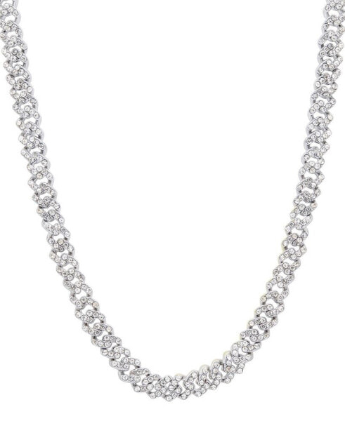 Silver 8mm Crystal Curb Chain Necklace