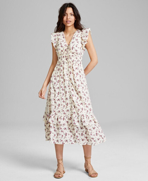 Women's Button-Front Tiered Ruffle Dress, Created for Macy's