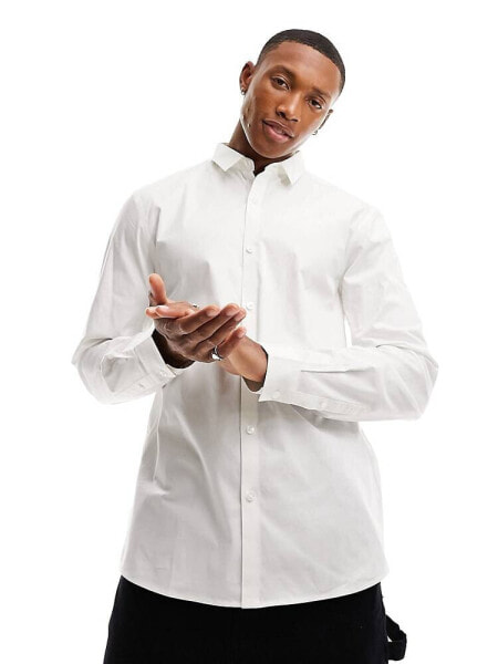 New Look long sleeve poplin shirt in white