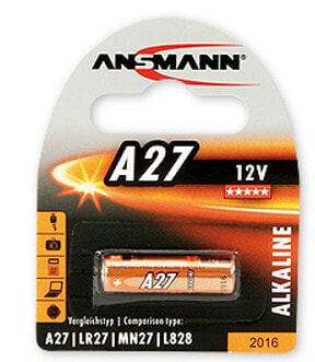 Одноразовая батарейка ANSMANN® A27, щелочная, 12 В, 1 шт., оранжевая, в блистере