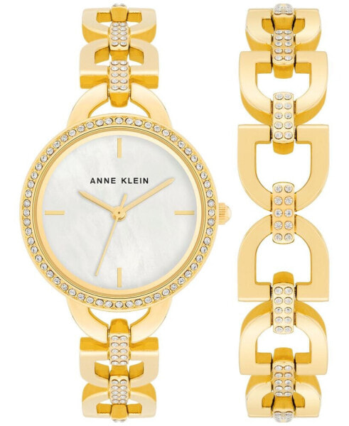 Women's Crystal Accent Bracelet Watch 31mm Gift Set