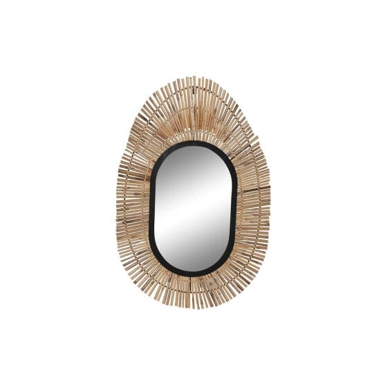 Настенное зеркало DKD Home Decor Зеркало Натуральный Чёрный Металл ротанг (63 x 1,5 x 92 cm)