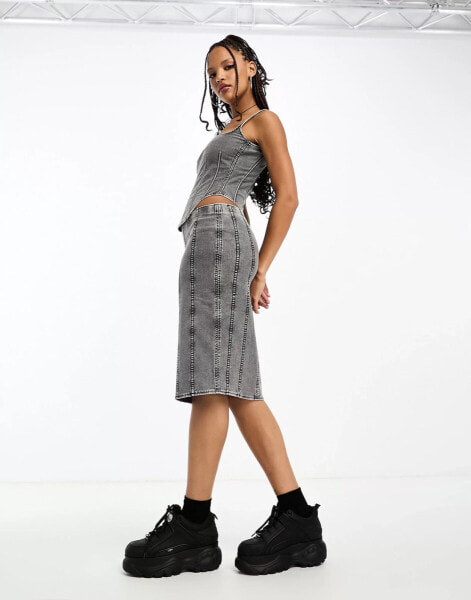 Weekday Bell co-ord midi skirt in washed black