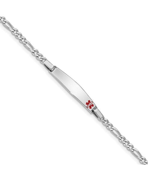 Sterling Silver Rhodium Plated Medical ID Figaro Bracelet