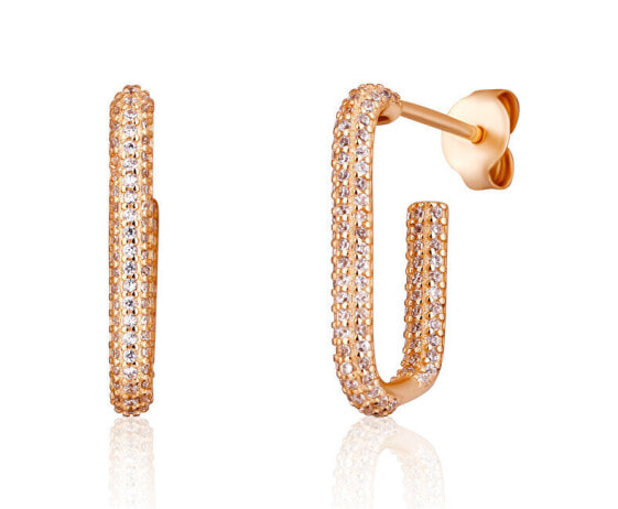Sparkling bronze hoop earrings with zircons SVLE1789XH2RO00