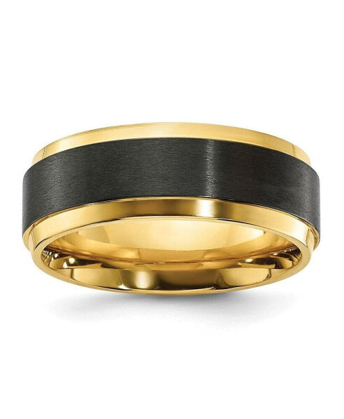 Black Zirconium Polished Yellow Brushed Band Ring