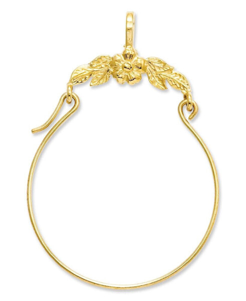 14k Gold Charm Holder, Polished Floral Charm Holder