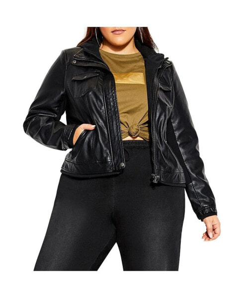 Plus Size Layered Hoodie Jacket