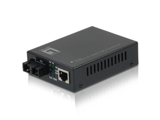 LevelOne RJ45 to SC Fast Ethernet Media Converter - Single-Mode Fiber - 20km - 100 Mbit/s - 10Base-T - 100Base-TX - 100Base-FX - IEEE 802.3 - IEEE 802.3u - IEEE 802.3x - Fast Ethernet - 10,100 Mbit/s