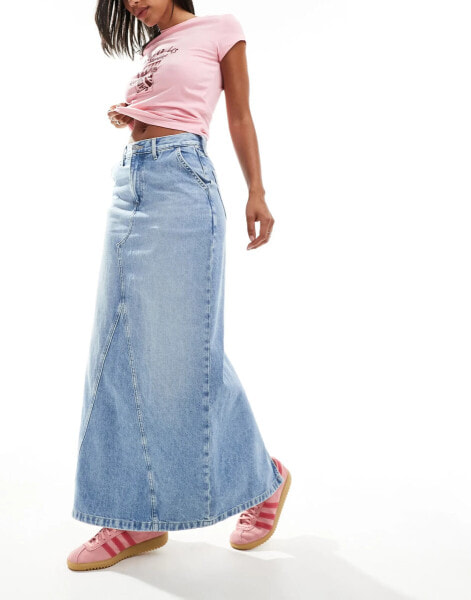 Tommy Jeans Claire denim maxi skirt in light wash