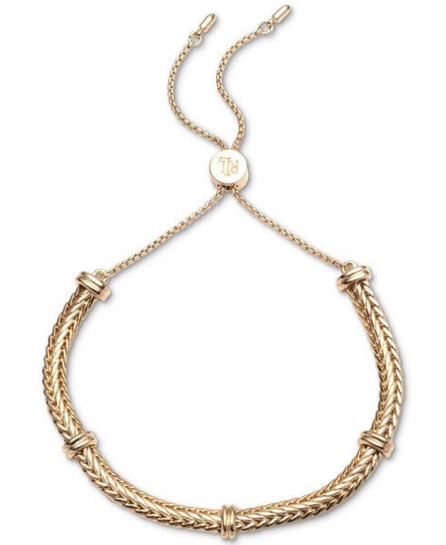 Gold-Tone Herringbone Chain Slider Bracelet