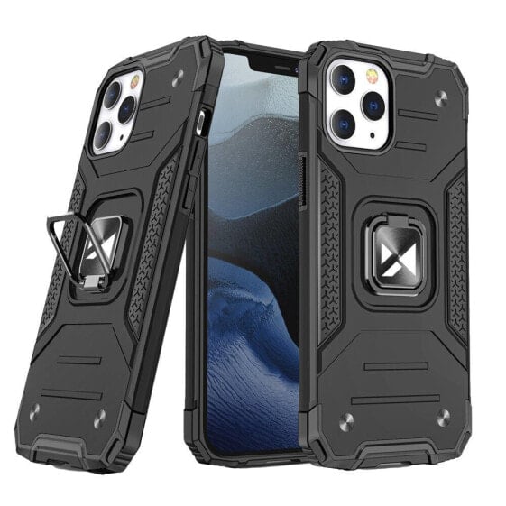 Pancerne etui pokrowiec + magnetyczny uchwyt iPhone 13 Pro Ring Armor czarny