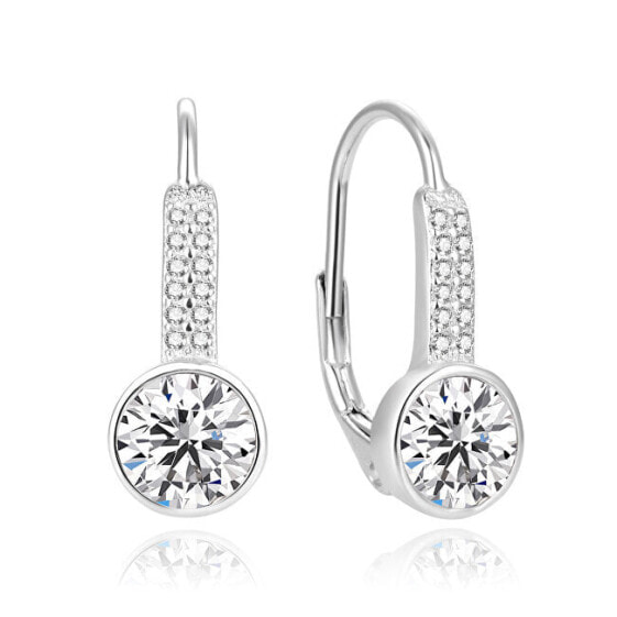 Glittering silver earrings with zircons AGUC2424L
