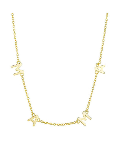 Gold Flash Plated "Mama" Station Pendant Necklace