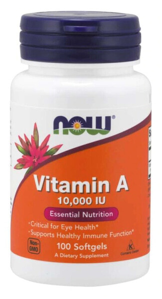 NOW Foods, витамин A, 10 000 МЕ, 100 мягких таблеток