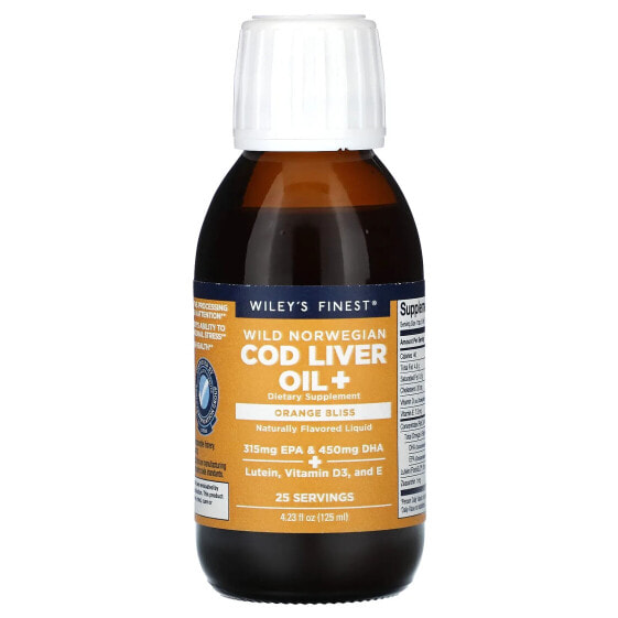 Рыбий жир универсальный Wiley's Finest Wild Norwegian Cod Liver Oil +, Orange Bliss 250 мл