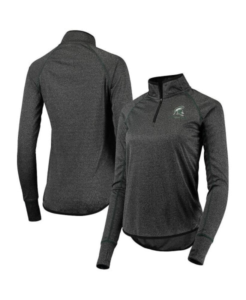 Women's Black Michigan State Spartans Stingray Raglan Quarter-Zip Top