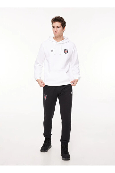 Beyaz Erkek Kapüşon Yaka Beşiktaş Sweatshirt IP1268-BJK OG ES HD