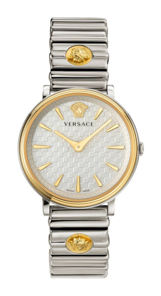 VERSACE V CIRCLE Damenuhr Edelstahlarmband Bicolor 38MM VE81014 19