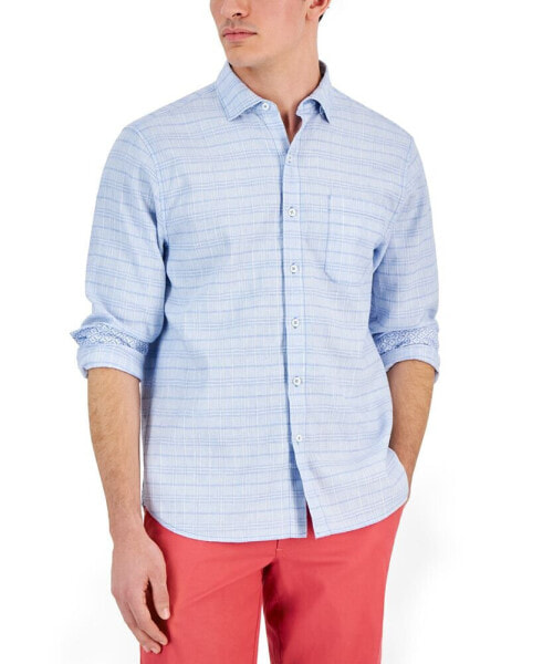 Men's Barbados Breeze Plaid Button-Front Long Sleeve Shirt