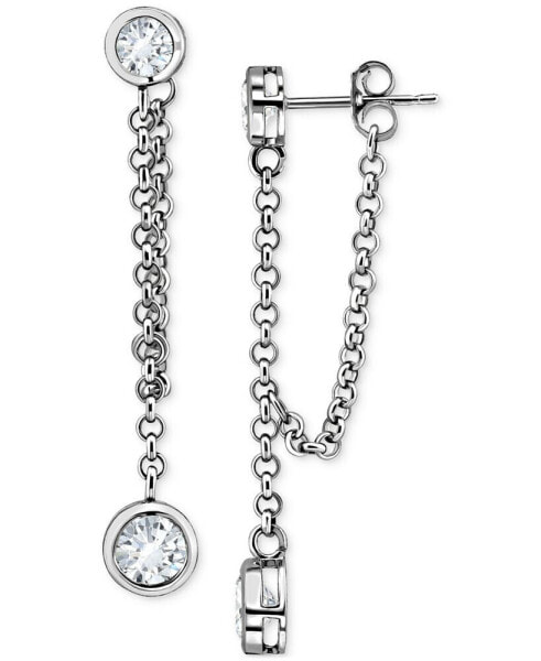 Cubic Zirconia Chain Bezel Drop Earrings in Sterling Silver, Created for Macy's