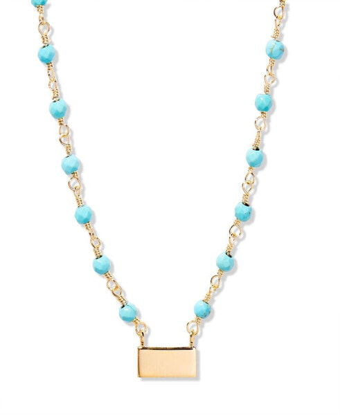 "14k Gold" Key Turquoise Bead Necklace