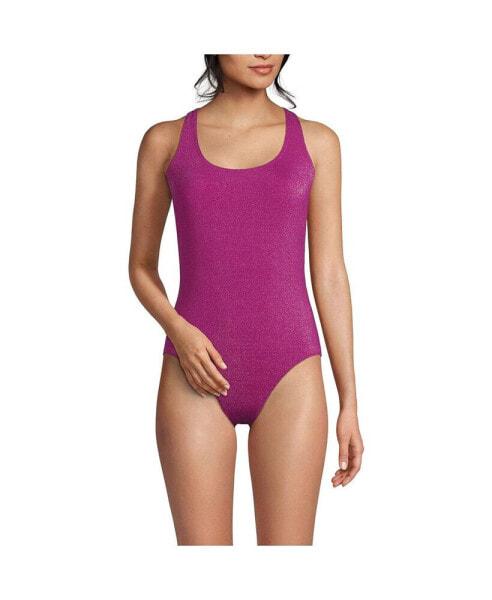 Women's Chlorine Resistant Shine X-Back High Leg Soft Cup Tugless One Piece Swimsuit