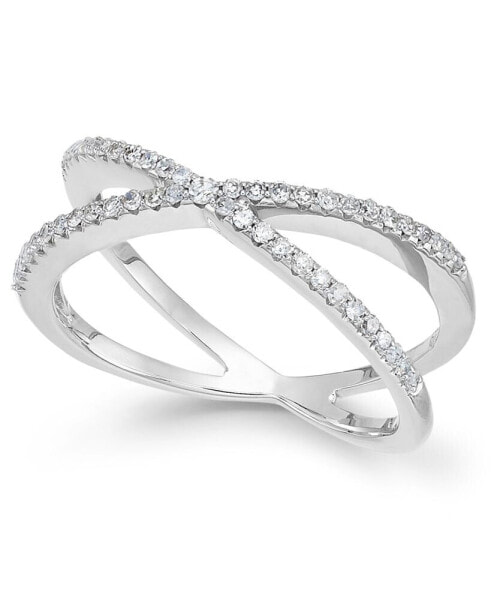 Diamond Crossover Ring in 10k White or Yellow Gold (1/4 ct. t.w.), Created for Macy's