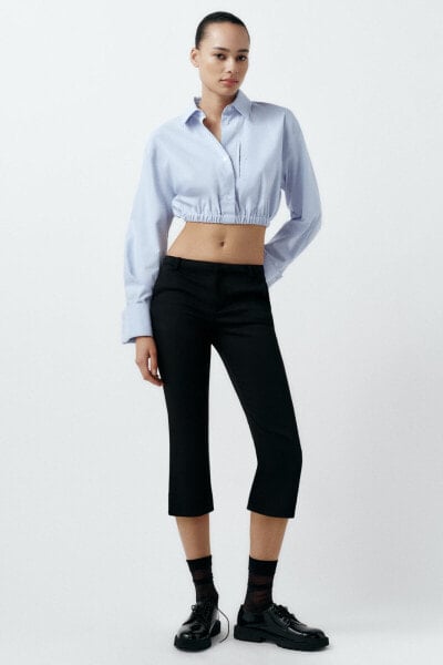 Cropped gabardine shirt