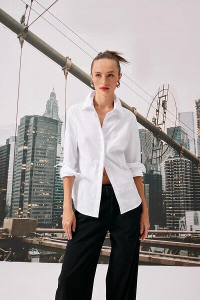 Женская рубашка defacto Fitted Uzun Kollu Basic Gömlek