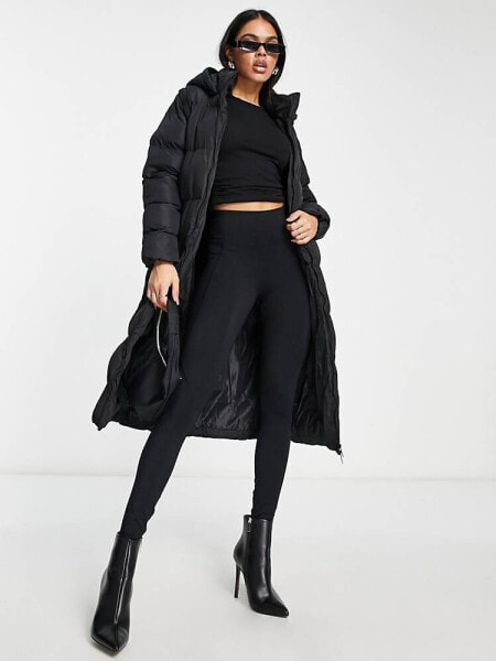 Threadbare Onyx 2 in 1 longline gilet and puffer coat in black