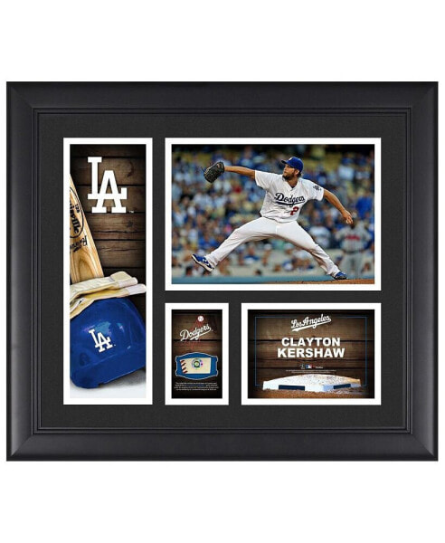 Clayton Kershaw Los Angeles Dodgers Framed 15" x 17" Player Collage with a Piece of Game-Used Ball