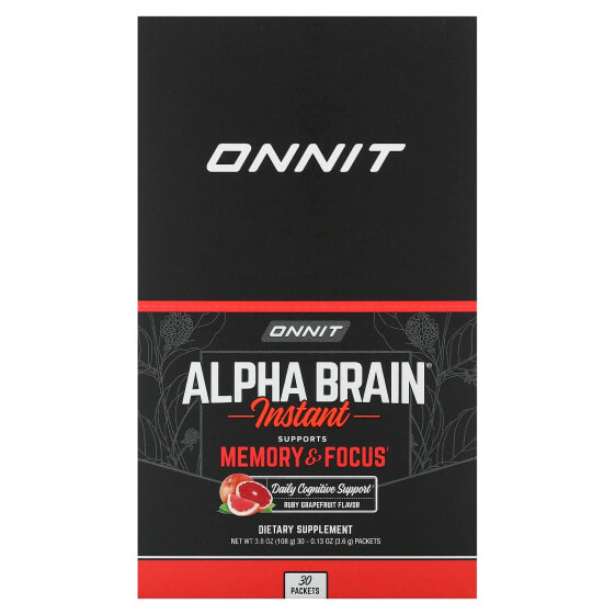 Alpha Brain Instant, Memory & Focus, Ruby Grapefruit, 30 Packets, 0.13 oz (3.6 g) Each