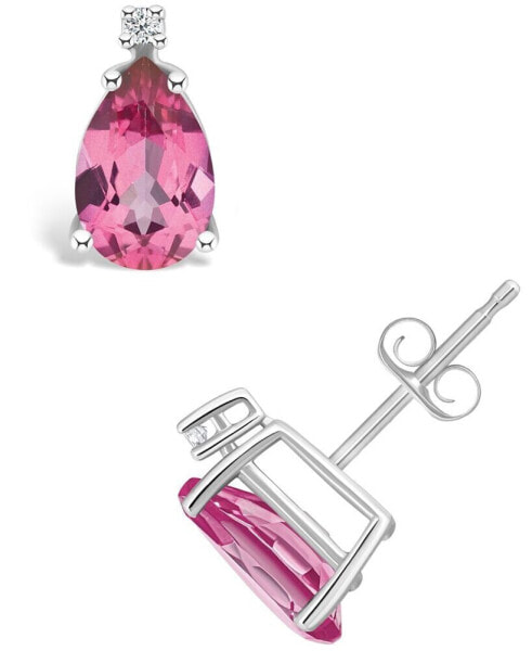 Pink Topaz (2-1/10 ct. t.w.) and Diamond Accent Stud Earrings in 14K Yellow Gold or 14K White Gold