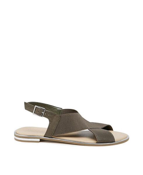 snuggle wide strap flat sandal