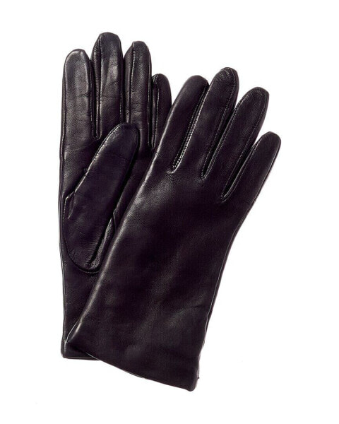 Lord & Taylor Cashmere-Lined Leather Gloves Women's Black 6