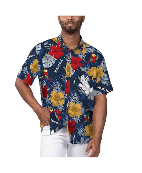 Men's Navy New York Yankees Island Life Floral Party Button-Up Shirt