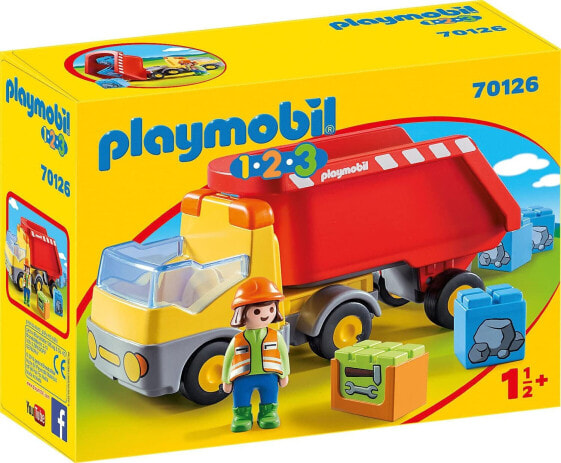 Playmobil 70126 1.2.3 Dumper Truck from 18 Months, Multi-Coloured, One Size