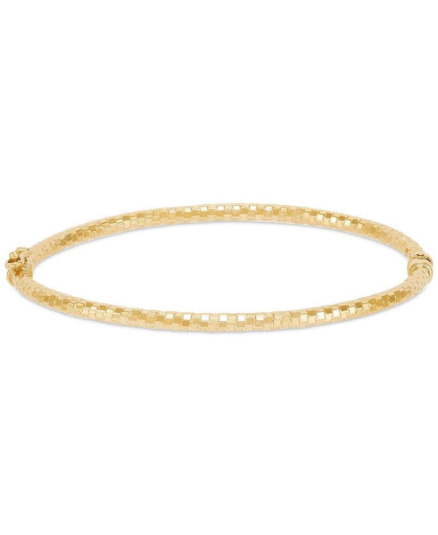 Textured Disco-Cut Hinged Bangle Bracelet in 10k Gold