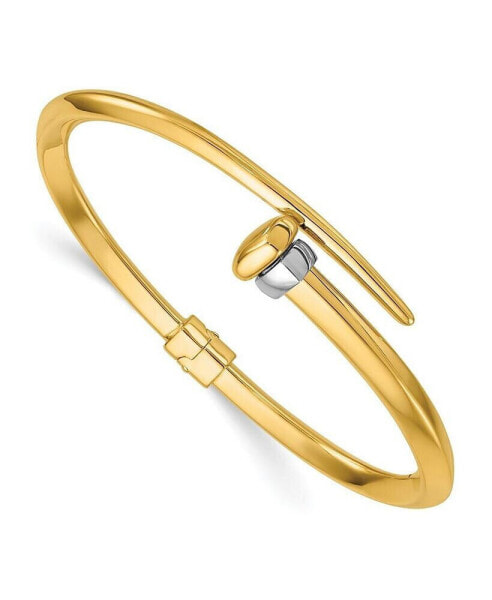 18k Yellow Gold Two-tone Bypass Hinged Bangle Bracelet