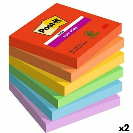 Стикеры для записей Post-it Super Sticky Разноцветный 6 Предметы 76 x 76 mm (2 штук)