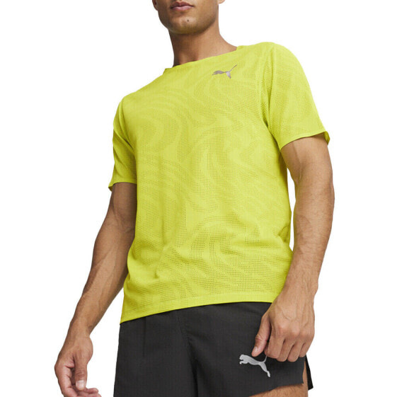 Puma Run Ultraspun Logo Crew Neck Short Sleeve Athletic T-Shirt Mens Green Casua