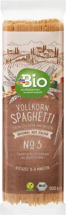 Nudeln, Spaghetti aus Vollkorn, Vollkorn-Hartweizen, No.3, 500 g