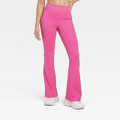 Women's Rib Flare Leggings - JoyLab Pink XL