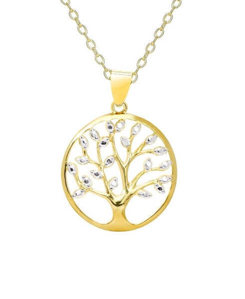 Diamond Accent Gold-plated Tree of Life Pendant Necklace