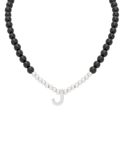 Macy's onyx Bead Initial 18" Pendant Necklace in Sterling Silver